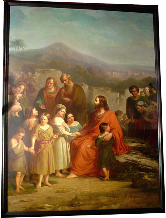 Jozef Maganck's painting of Jesus is titled ‘Let the Children Come to Me.' Image courtesy Bob Courtney Auctions.