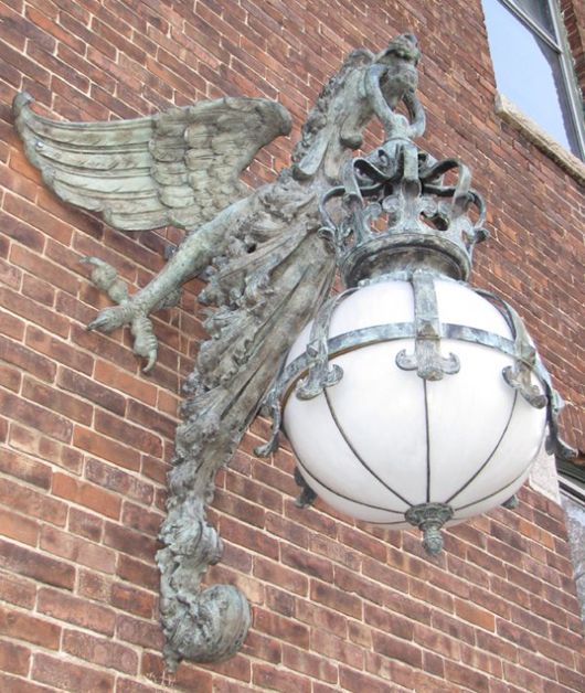 Bob Courtney had these large griffin sconces cast from the antique originals. Image courtesy Bob Courtney Auctions.