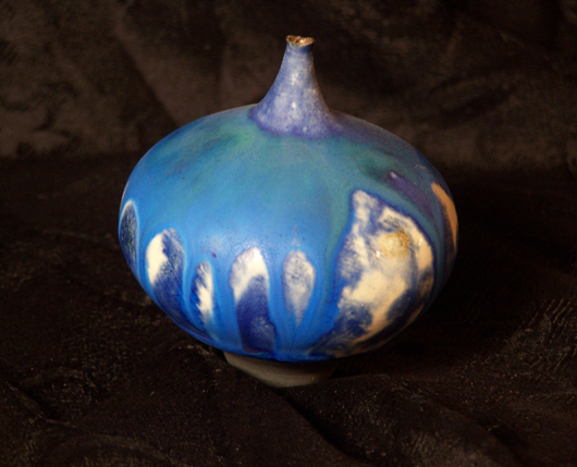 Glazes in strong shades of blue were often used by the Cabats on Rose's rounded vases. Courtesy Bruce Block.