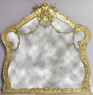 Victorian gilt over-mantel mirror, 59 1/2 inches by 59 inches. Estimate $800-$1,200. Image courtesy LiveAuctioneers.com and Pook & Pook.