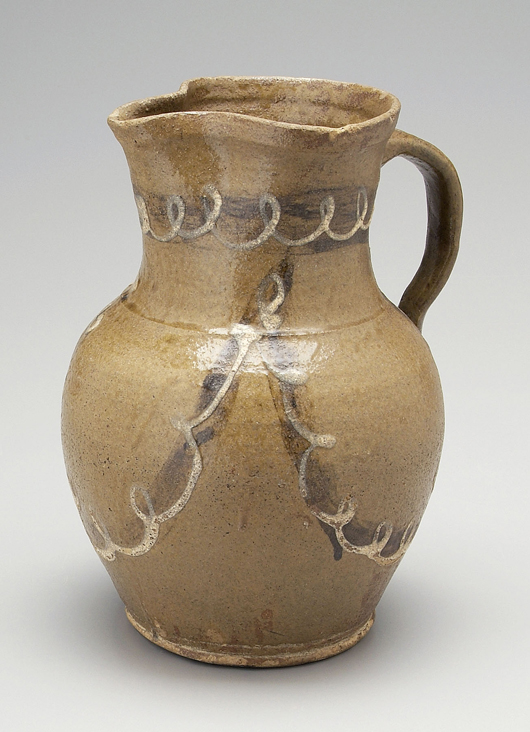 Edgefield slip-decorated pitcher. Image courtesy Brunk Auctions.