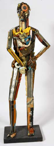 'Media Man' life-size mixed-media figure by Leo Sewell. Image courtesy Kimball Sterling.