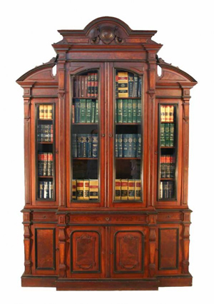 Circa-1870 American Renaissance Revival carved-walnut breakfront bookcase. Estimate $10,000-$15,000. Courtesy LiveAuctioneers.com and Grand View Antiques & Auctions.