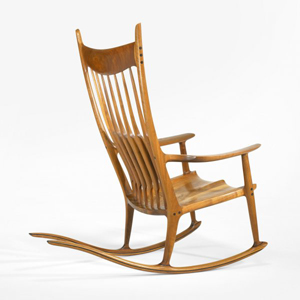 Classic rocker of walnut and ebony, designed by Sam Maloof, 1991. Image courtesy LiveAuctioneers.com Archive and Wright.