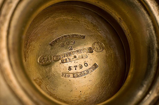 Tiffany stamp and other markings under base. Image courtesy LiveAuctioneers.com and Cowan's.