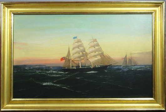 Ships of the Coast Line, Unsigned, 19th century, estimate $6,000-$9,000. Image courtesy LiveAuctioneers.com and Kaminski's.