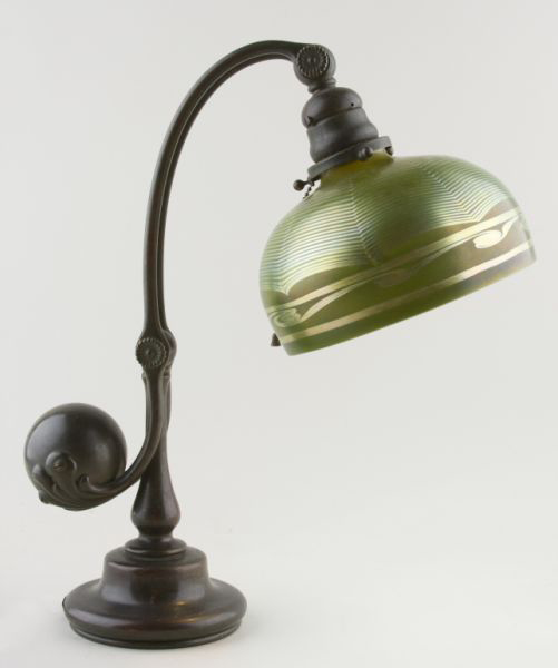 The Tiffany counterbalance desk lamp, marked "Tiffany Studios, New York, 417," measures 16 inches tall. Image courtesy Leland Little Auction & Estates Sales Ltd.