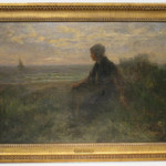 Oil-on-board painting of young woman on shore, by Josef Israels (Dutch, 1824-1911), $20,700. Image courtesy Gordon S. Converse & Co.