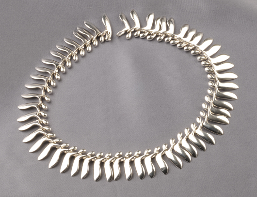 Georg Jensen sterling silver fringe necklace, post-1945 mark. Estimate: $1,500-$2,000. Image courtesy Skinner Inc.