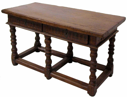 Eighteenth-century Spanish Baroque furniture will include this table that has a $2,000-$4,000 estimate. Image courtesy Austin Auction Gallery.