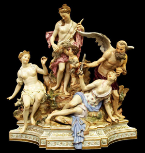 The Meissen figural group ‘Parcae' has an estimate of $6,000-$8,000. Image courtesy Austin Auction Gallery.