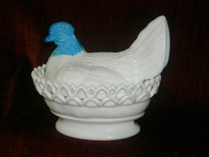 Atterbury covered hen, a prized item among collectors.