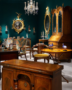 The stand of London furniture dealers Apter Frederick at the Grosvenor House Art & Antiques Fair.