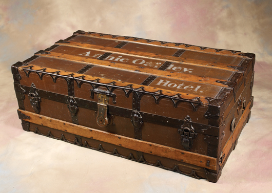 Annie Oakley's personal hotel trunk, estimate $30,000-$40,000. Image courtesy Cody Old West Auction.