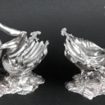 Pair of rare 19th-century English silver salt cellars, $19,550. Image courtesy LiveAuctioneers Archive/Kaminski Auctions.