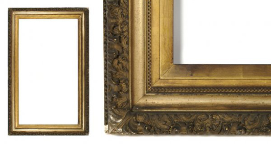 An extra-large canvas will fit this American frame from the 1890s. The sight size is 35 1/4 by 63 1/4 inches. It has a $6,500-$7,600 estimate. Image courtesy Leslie Hindman Auctioneers.