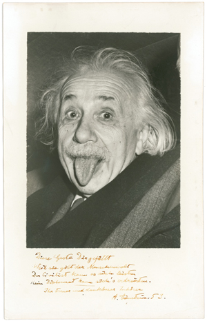 Albert Einstein, photo taken by UPI photographer Arthur Sasse. Image courtesy RRAuction.com.
