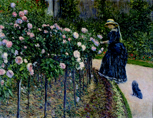 Gustave Caillebotte (French, 1848–1894). "Roses in the Garden at Petit Gennevilliers," 1886. Oil on canvas, 35 1/16 x 45 11/16 in. (89 x 116 cm). Private collection. Image courtesy of the Brooklyn Museum.
