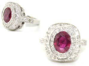 The ruby and diamond ring in white gold is estimated at $2,000-$3,000. Image courtesy Tangible Investments LLC.