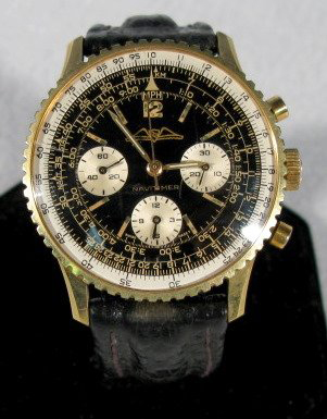 This Breitling Navitimer chronograph from the early 1950s has three dials and a 17-jewel movement. Image courtesy Tom Harris Auctions.