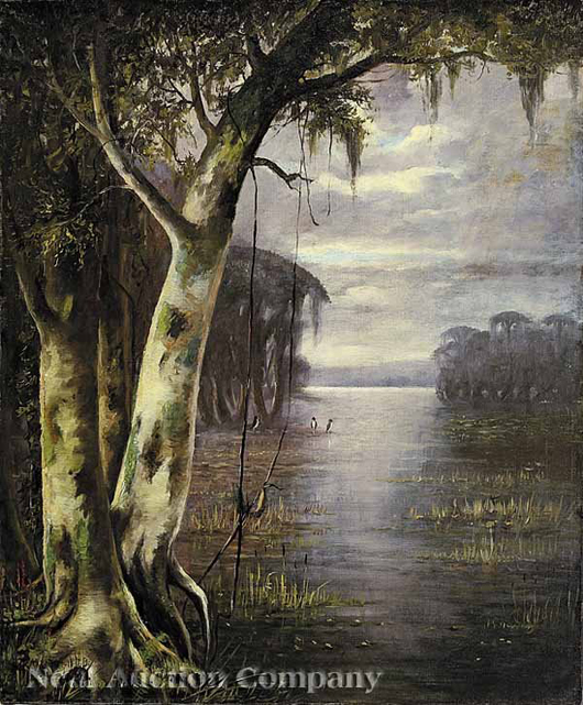 Bayou Peyone, oil painting by Joseph Rusling Meeker, $28,200. Image courtesy Neal Auction Co. 