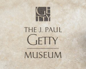 The J. Paul Getty Museum Logo taken from a carving at the museum. Photo taken on Nov. 24, 2006 by Brian Davis.