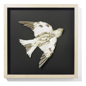 Frank Gehry's delicate bird in a shadow box, circa 1983, is made of Formica. Image courtesy Wright.