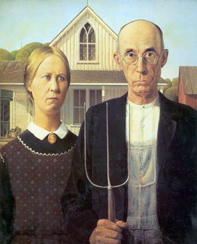 Grant Wood's most famous work is 'American Gothic' (1930), Courtesy Art Institute of Chicago.