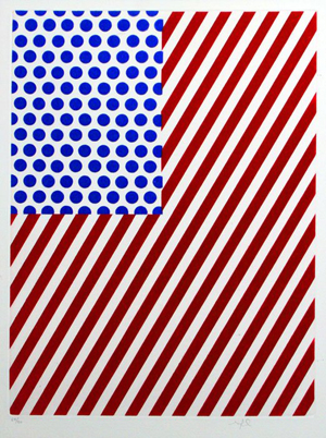 Roy Lichtenstein titled this 1992 work ‘La Nouvelle Chute de L' Amerique.' From an edition of 80, the etching aquatint is 18 7/8 by 13 7/8 inches and estimated at $20,000-$25,000. Image courtesy Wittlin & Serfer Auctioneers.