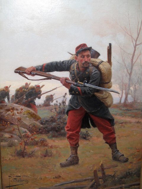 A French soldier charges into combat in this painting by Paul Grolleron. It has a $5,000-$7.000 estimate. Image courtesy Auctions Neapolitan.
