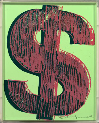 Andy Warhol (American, 1928-1987) screenprint in colors on Lenox Museum Board, 1982, titled Dollar Sign, pencil-signed and numbered, 59/60, estimate $6,000-$9,000. Image courtesy New Orleans Auction, St. Charles Gallery.
