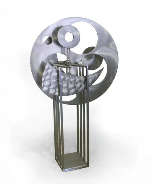 Bruce Stillman stainless steel kinetic sculpture, 20th century, estimate $3,000-$5,000. Image courtesy of LiveAuctioneers.com and Stephenson's Auctioneers.
