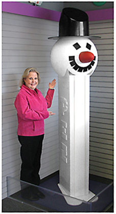 The world's biggest dispenser of PEZ candy stands 7ft. 10 inches tall.  Image courtesy of Burlingame Museum of PEZ Memorabilia.