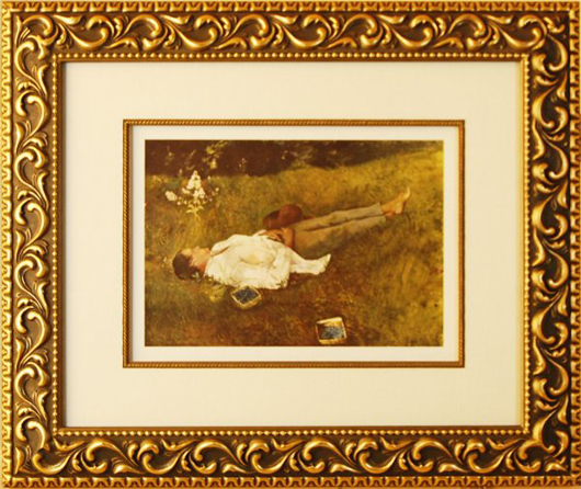 Andrew Wyeth's ‘The Berry Picker' a 9- by 12 1/2-inch lithograph published by Art in America. It has a $800-$1,200. Image courtesy Baterbys Art Auction Gallery.
