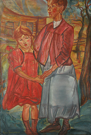 Mother and Child, Boris Grigoriev (Russian, 1886-1929), oil on canvas, 35 inches by 24 inches, signed lower left. Estimate $20,000-$40,000. Image courtesy Trinity International.