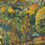Hillside Landscape, Ukranian Village Scene, Abraham Manievich (Russian/American, 1881-1942), double-sided oil on canvas, 21 inches by 21.5 inches, signed and dated July 18, 1921. Estimate $25,000-$45,000. Image courtesy Trinity International.