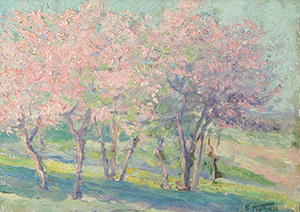 The Orchard, Edward Henry Potthast (American, 1857-1927), oil on canvas, 11 inches by 14 inches, signed lower right, dated June 62 on verso. Estimate $20,000-$30,000. Image courtesy Trinity International.