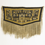 Decorated with stylized clan symbols and animal forms, Chilkat blankets were prestigeous items for the elite. This mid-19th century example sold for $19,000 at an auction in March. Image courtesy Rago Arts and Auction Center and Live Auctioneers Archive.