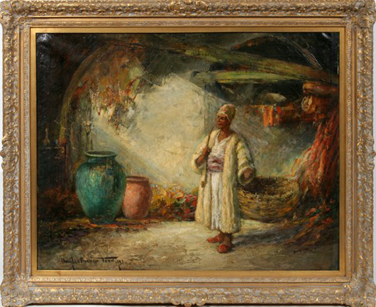 Douglas Arthur Teed, who died in Detroit in 1929, traveled through the Middle East from 1907 to 1911. He painted this 24- by 30-inch oil on canvas, ‘Grand Bazaar, Cairo' in 1921. Image courtesy DuMouchelles.