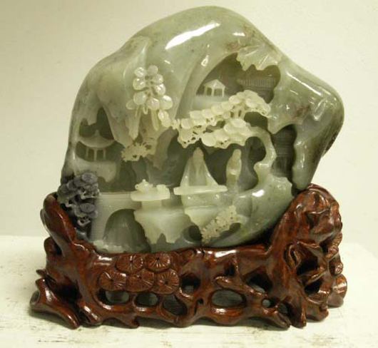 Fine carved jade figurine of a mountain, estimate $2,000-$3,000