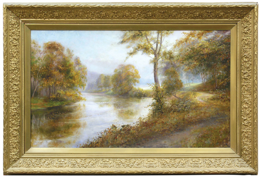 Autumn Morning on the Ayr, oil on canvas by Frederick William Scarborough. Image courtesy Clars.