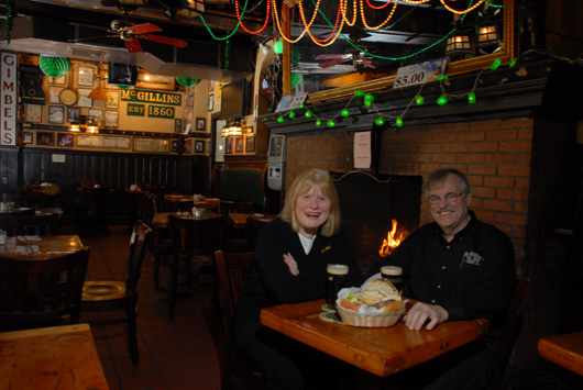 Chris & Mary Ellen Mullins, owners of McGillin's. Photo by Curt Hudson.