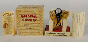 Hopalong Cassidy watches were shock resistant to withstand the rough and tumble play of little buckaroos. Image courtesy Tom Harris Auctions.
