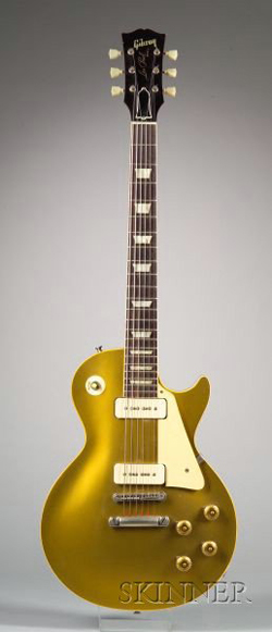 1955 Gibson Les Paul solid-body electric guitar known to collectors as a ‘Gold Top,’ sold on Oct. 14, 2007 for $60,000 at Skinner Inc. Image courtesy LiveAuctioneers Archive and Skinner Inc.