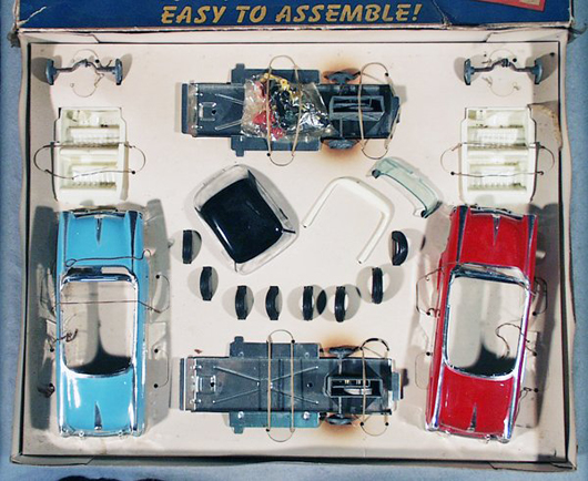 The Irwin 1303 Build-A-Car set had parts to assemble two different 1950s model cars. Apparently never used, the kit is estimated at $200-$300. Image courtesy Lloyd Ralston Gallery.