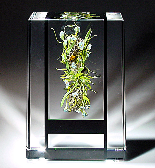 Paul Stankard 1993 cloistered botanical paperweight with bees, honeycomb, vines and flowers, 6 1/2 inches, estimate $14,250-$18,750. Image courtesy L.H. Selman Ltd.