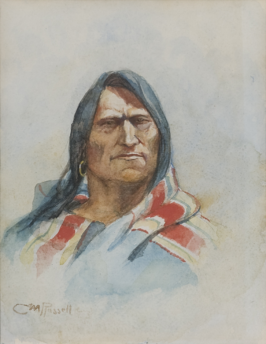 The Brave, by Charles Marion Russell, est. $35,000-$55,000. Image courtesy Cowan's Auctions.