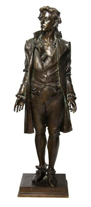Frederick William MacMonnies signed and dated (1890) bronze of patriot Nathan Hale, est. $100,000-$150,000. Image courtesy LiveAuctioneers.com and Leslie Hindman Auctioneers.