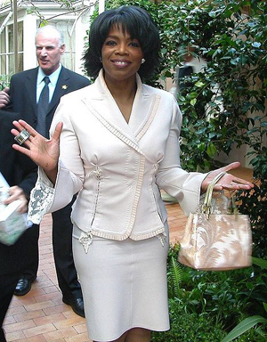 Oprah Winfrey at her 50th birthday party in 2004. Photo by Alan Light, sourced through Wikimedia Commons.