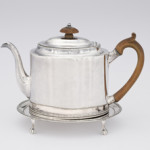 Crafted by English silversmith Hester Bateman, this silver teapot on stand with typical neo-classical decoration is expected to sell for $2,000-$3,000 in Cowan's Oct. 2, 2009 Fine and Decorative Art Auction. Image courtesy Cowan's.
